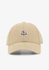 Moncler Beige Baseball Cap With Embroidered Logo In Neutral