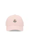 Moncler Pink Baseball Cap With Logo Patch In Cotton Woman In Pink