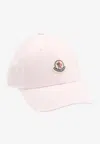 Moncler Gabardine Baseball Cap With Logo Patch In Pink