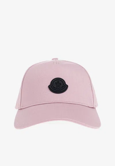 Moncler Logo Patch Baseball Cap In Pink