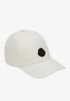 Moncler White Baseball Cap With Logo Patch On The Front In Cotton Man In White