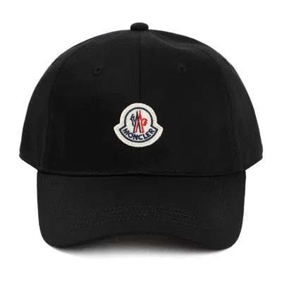 Moncler Logo Patch Baseball Hat In Black