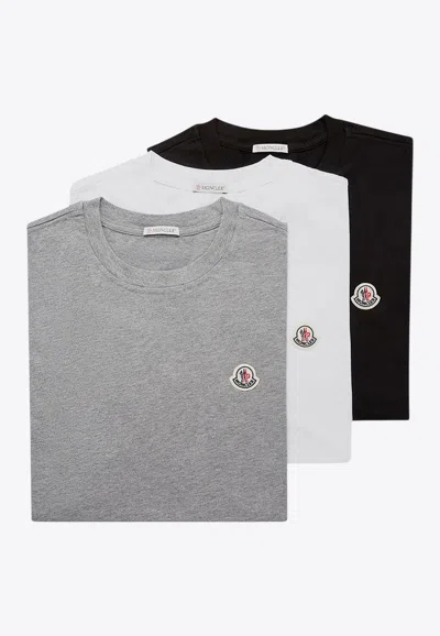 MONCLER LOGO PATCH BASIC T-SHIRTS - SET OF 3