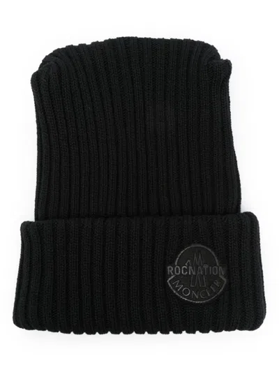 Moncler Logo-patch Beanie In Black