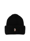 Moncler Grenoble Logo Patch Knitted Beanie In Black