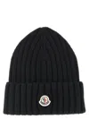 Moncler Logo Patch Beanie In Black