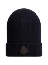 Moncler Logo Patch Beanie In Black