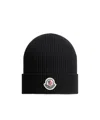 Moncler Logo Patch Beanie In Black