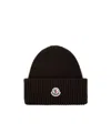 Moncler Logo Patch Beanie In Black