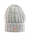 Moncler Logo-patch Beanie In Gray