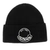 Moncler Black Wool Knit Logo Patch Beanie In Black