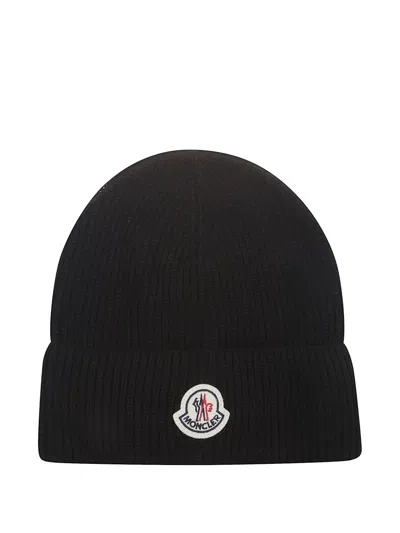 Moncler Logo-patch Beanie Hat In Black
