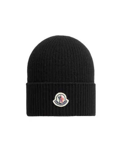 Moncler Logo-patch Beanie Hat In Blue
