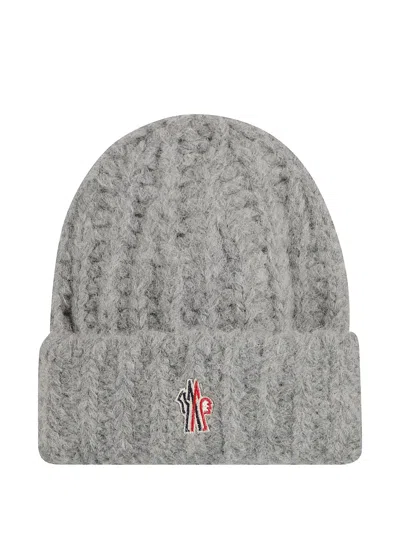 Moncler Logo-patch Beanie Hat In Gray