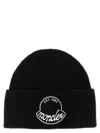 Moncler Black Wool Knit Logo Patch Beanie