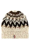 Moncler Beige Brown Geometric Pattern Beanie Hat