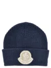 Moncler Logo Patch Wool Beanie In Multicolour