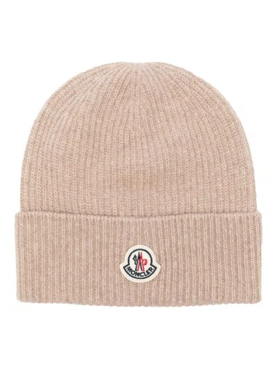 Moncler Logo-patch Beanie In Neutrals