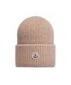Moncler Wool Beanie In Nude