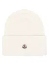 Moncler Wool Beanie Hat In White