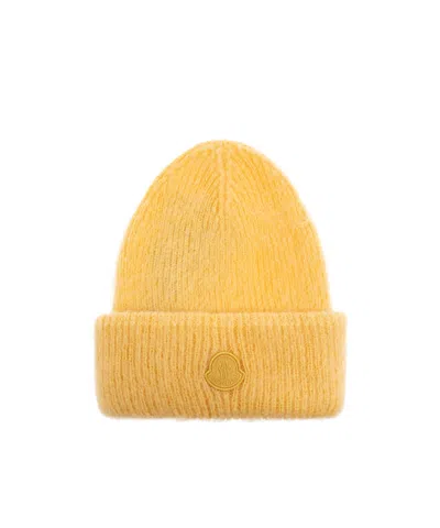 Moncler Logo-patch Beanie In Yellow