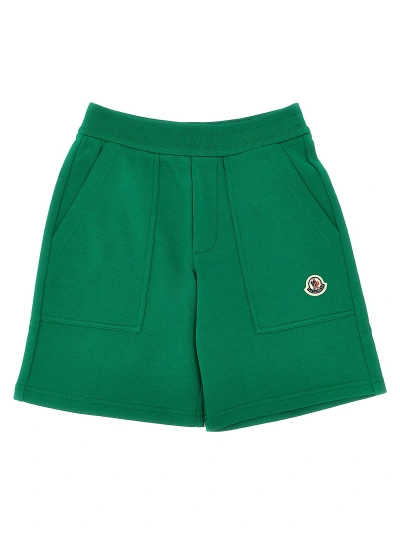Moncler Kids' Logo Patch Bermuda Shorts In Green
