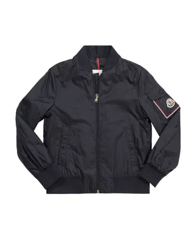 Moncler Logo-patch Bomber Jacket In Blue