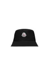 Moncler Black Logo Bucket Hat In Black
