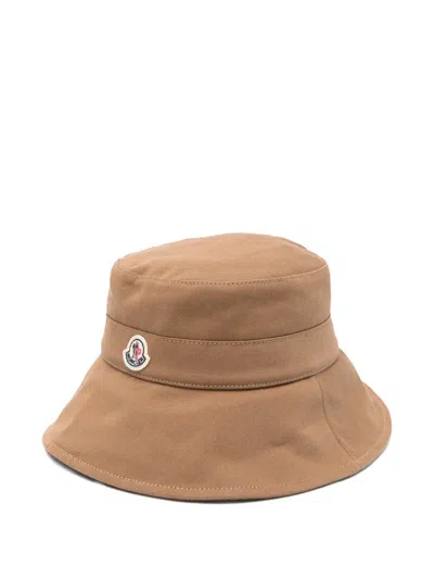 Moncler Logo-patch Bucket Hat In Brown