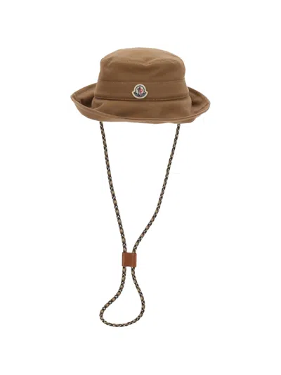 Moncler Logo-patch Bucket Hat In Brown