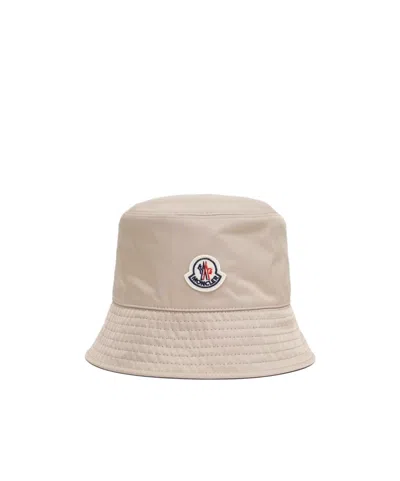 Moncler Logo-patch Bucket Hat In Nude