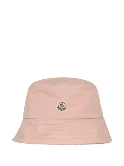 Moncler Logo-patch Bucket Hat In Pink