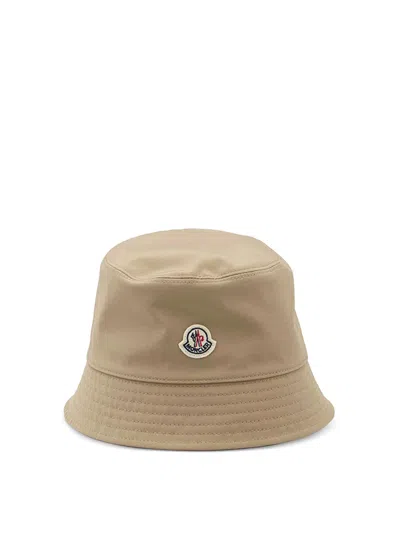 Moncler Logo-patch Bucket Hat In Sand