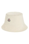 Moncler Logo Patch Bucket Hat In White
