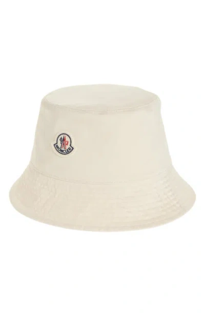 Moncler Logo Patch Bucket Hat In White