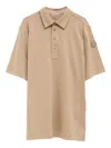 Moncler Logo-patch Button Polo Shirt In Brown