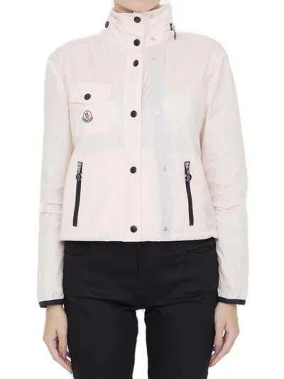 Moncler Logo Patch Button-up Jacket In Pink