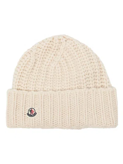 Moncler Logo-patch Cashmere-blend Beanie In White