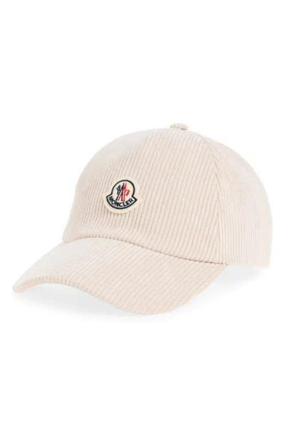 Moncler Logo Patch Corduroy Baseball Cap In Neutral