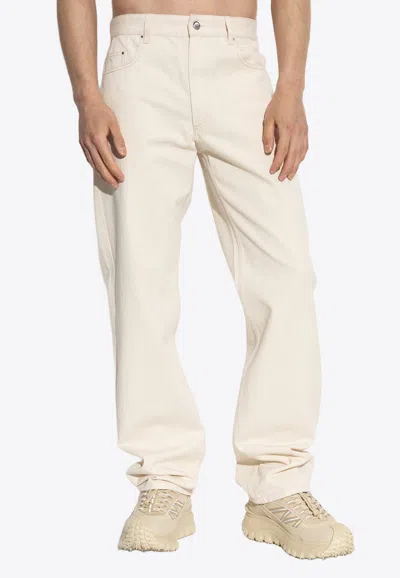 Moncler Logo Patch Corduroy Pants In White