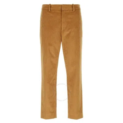 Moncler Logo Patch Corduroy Pants In Gold Tone