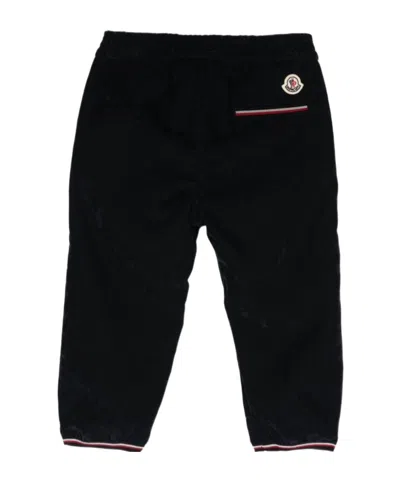 Moncler Logo-patch Corduroy Tapered Trousers In Blue
