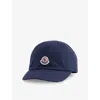 Moncler Boy's Cotton Gabardine Logo Baseball Cap In Navy