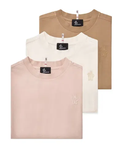 Moncler Logo Patch Cotton Blend T-shirt (three Pack) In Multi