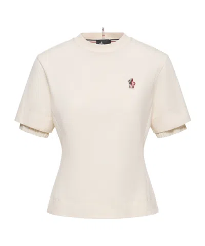 Moncler Logo Patch Cotton Blend T-shirt In White