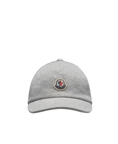 Moncler Logo-patch Cotton Cap In Gray