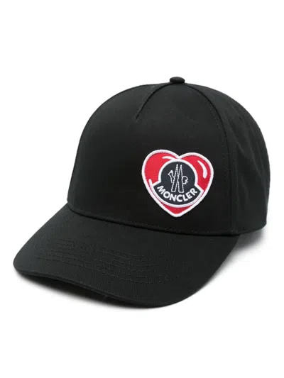 Moncler Logo-patch Cotton Hat In Black