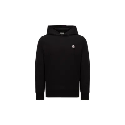 MONCLER LOGO PATCH COTTON HOODIE, MEN, BLACK, SIZE: XXL