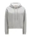 Moncler Logo-patch Cotton Hoodie In Gray