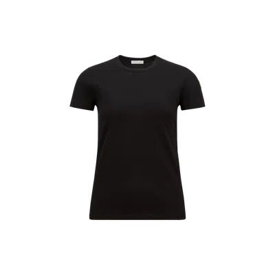 MONCLER LOGO PATCH COTTON JERSEY T-SHIRT, WOMEN, BLACK, SIZE: XS